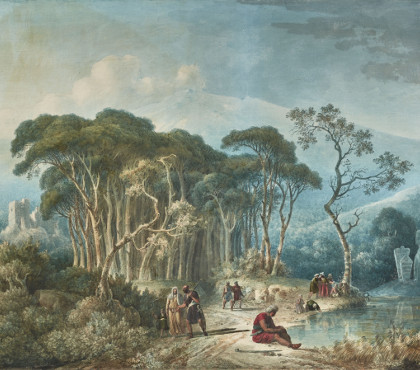 Orientals on the edge of a forest and a water point