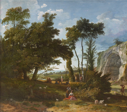 Pastoral scene at the foot of a quarry