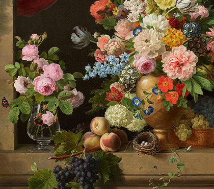 Still life with bouquets in a niche